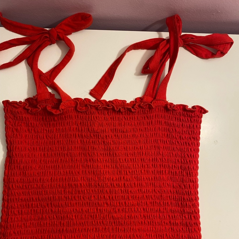 Hollister Red Tie-Shoulder Crop Tank (Size S)